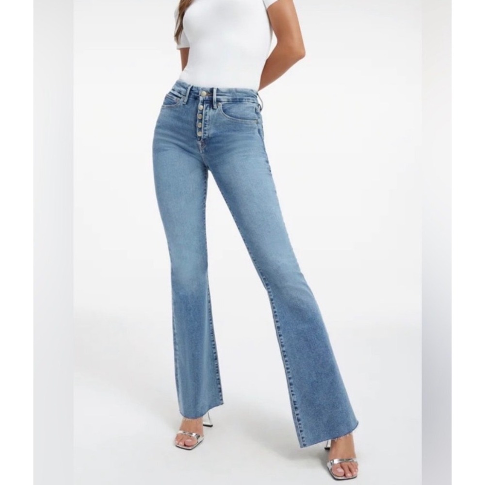 Good American Jeans Bell Bottom Indigo330 Blue size 10 30